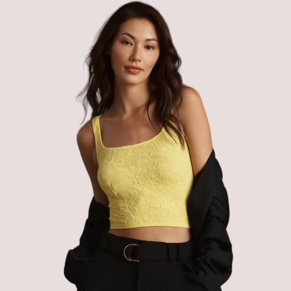 NWT Anthropologie Hannah Tank Yellow L/XL - Picture 1 of 8